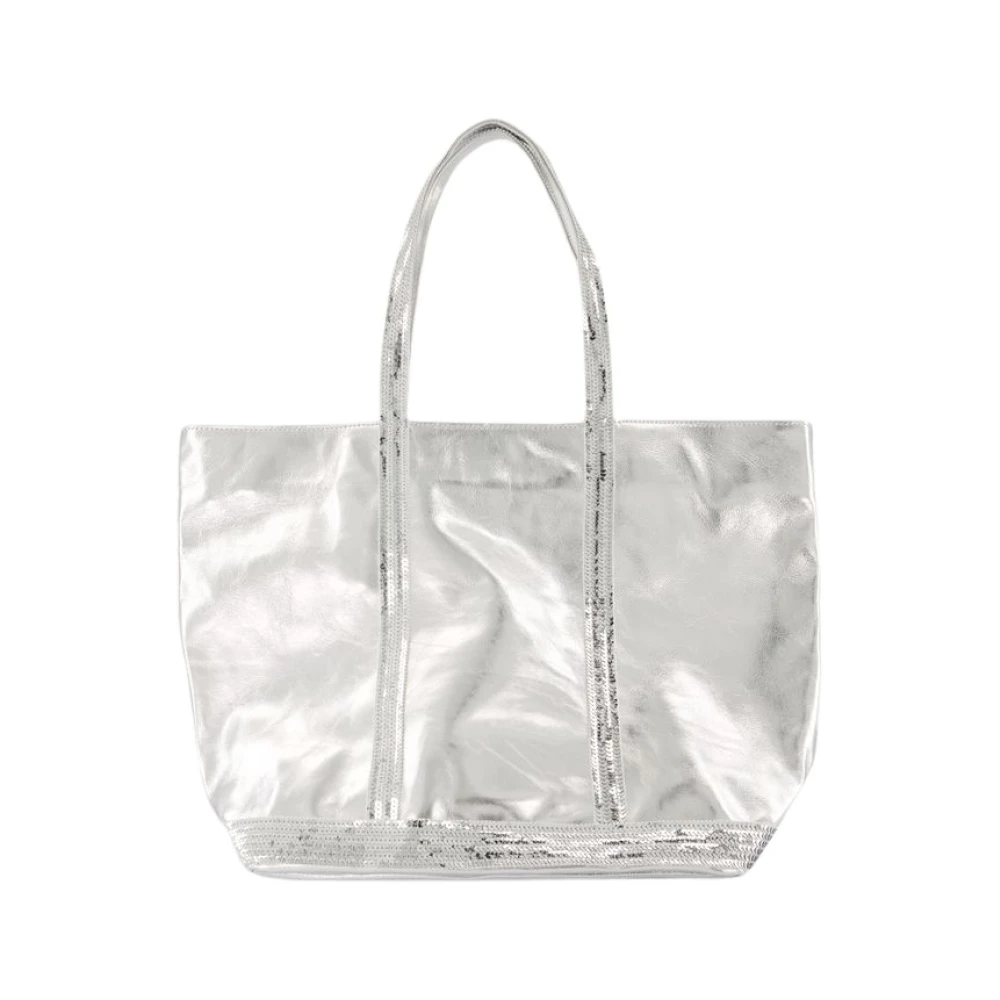 Vanessa Bruno Paillet Shopper Tas Leer Zilver Gray Dames
