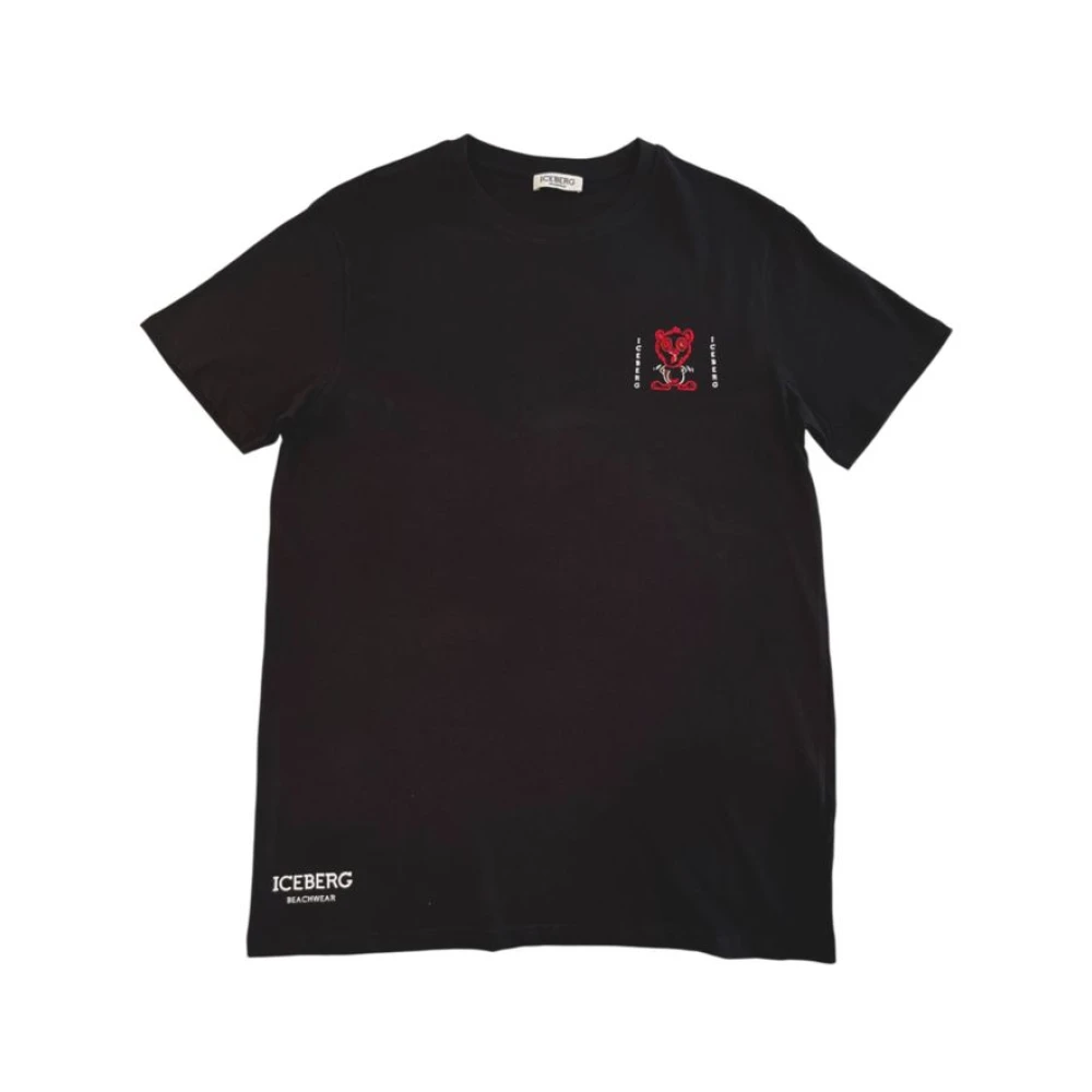 Iceberg , T-Shirts, Male, Black, S, Black Cotton Men T-Shirt Modern Flair