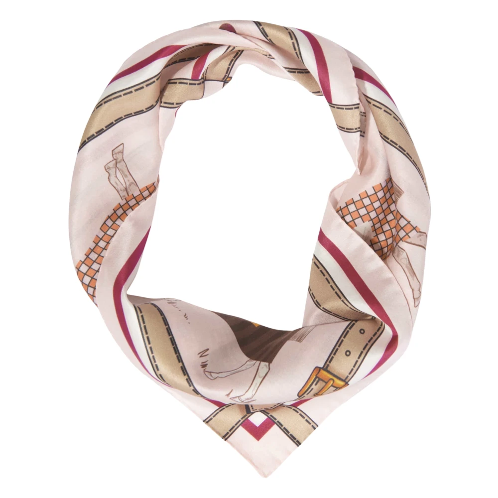 Fendi Girls Pink Scarves, One Size, Silk Horse Print Scarf