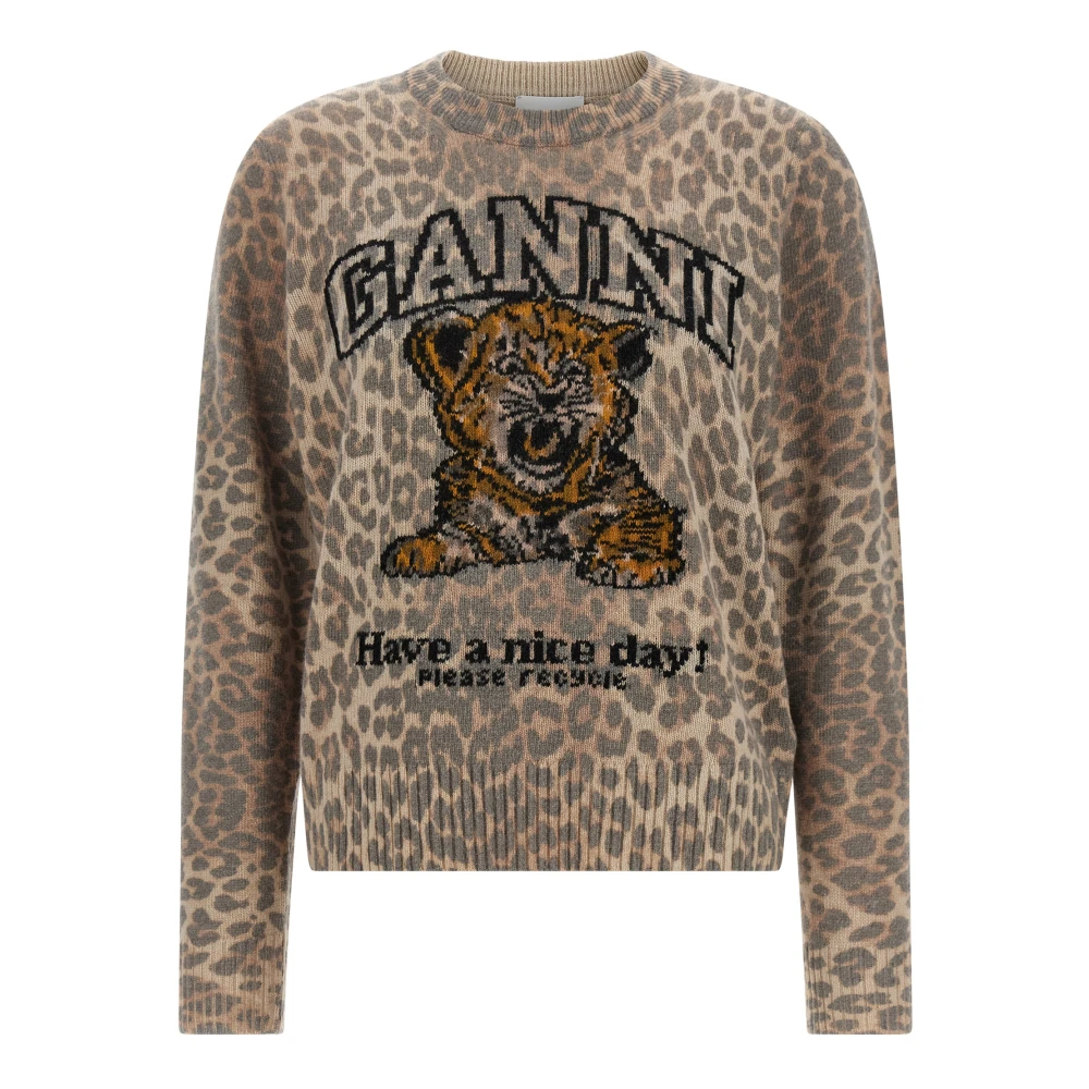Ganni Jersey De Cuello Redondo Knitwear Mujer Beige S
