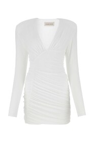 Weißes Viskose -Mischungs -Mini -Kleid
