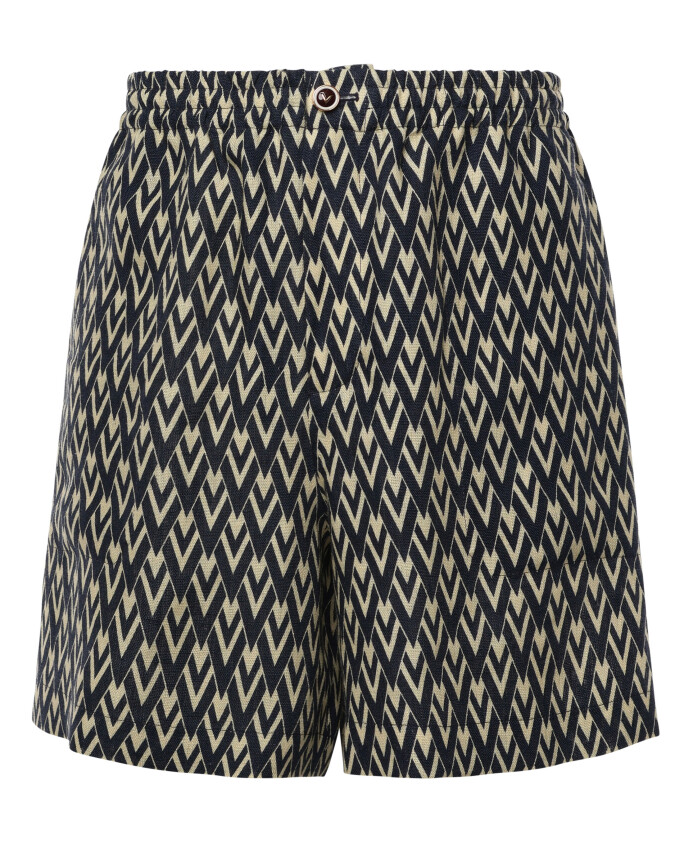 short-imprime-en-coton-marine-creme