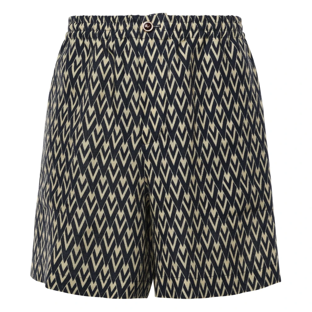 Valentino Garavani Gedrukte Katoenen Shorts Marine Room Multicolor Heren