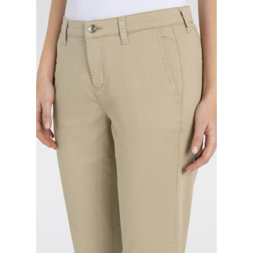 MAC Beige slim chino broek met dubbele zoom Beige Dames