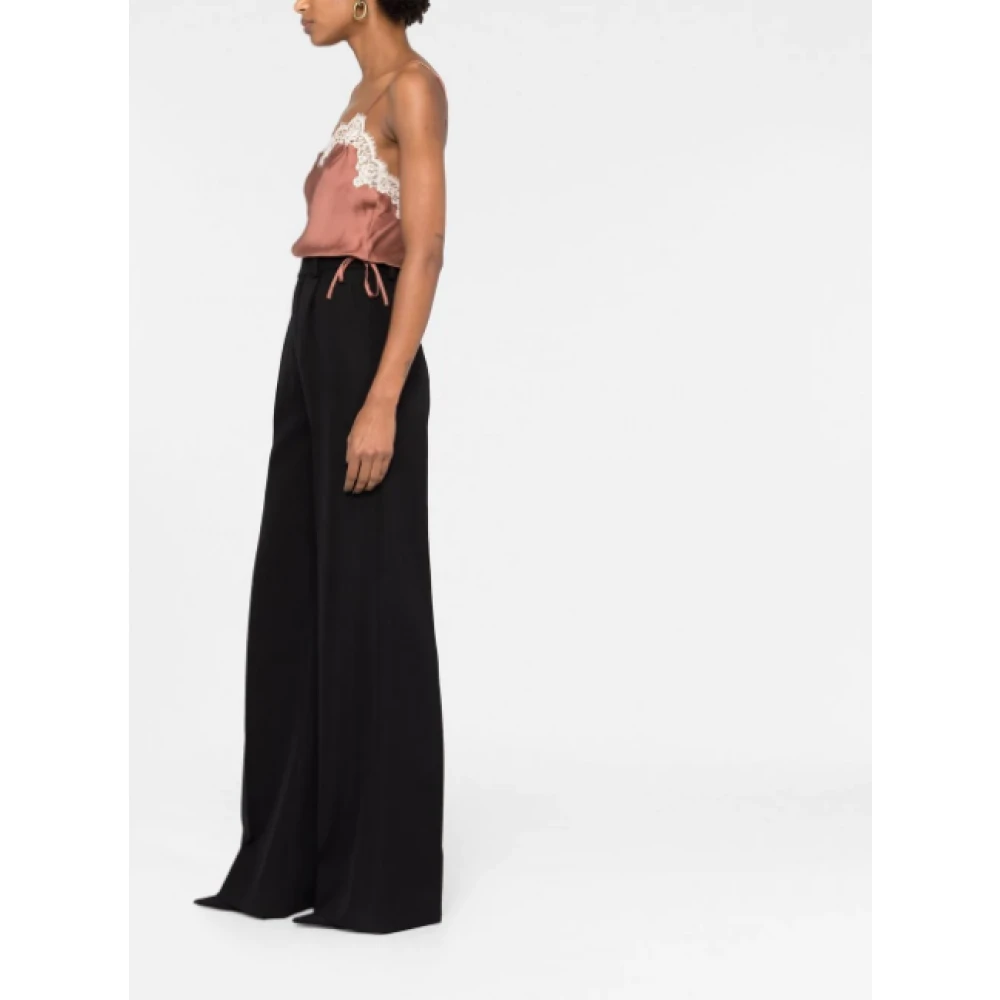Saint Laurent Mouwtjesloze top met kanten rand Brown Dames