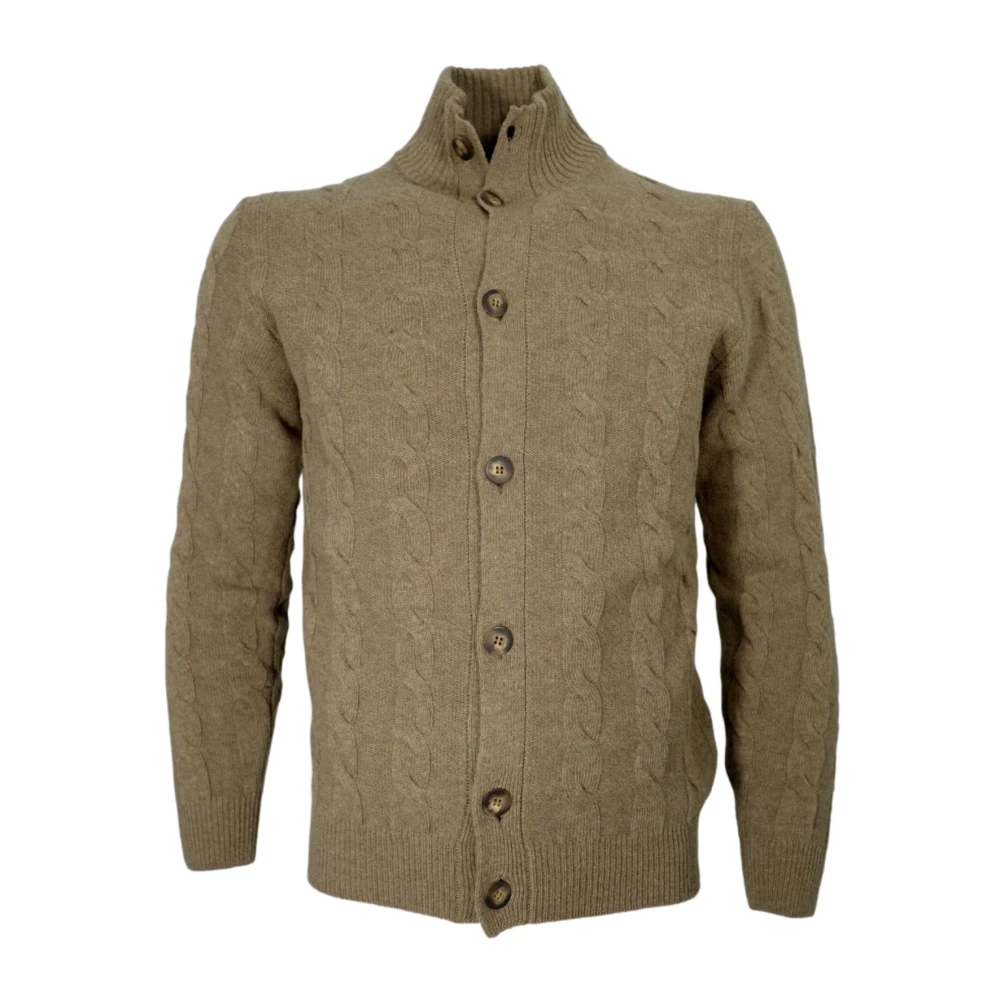 Cashmere Company Beige Cardigan Lavorato A Treccia Slim Fit - Male - Cardigans - Xl - Knitwear