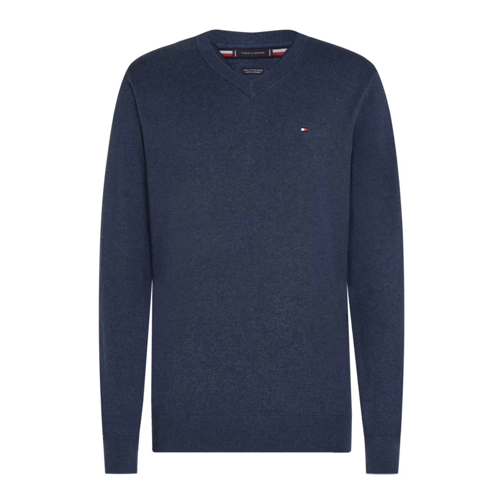 Tommy Hilfiger Ikonisk Bomull Kashmir Tröja Blue, Herr