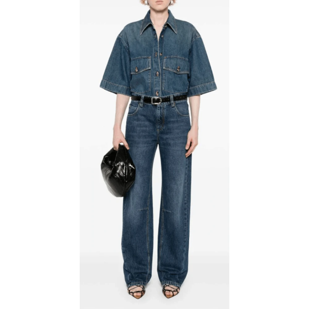 Khaite Blauwe denim overhemd met korte mouwen Blue Dames
