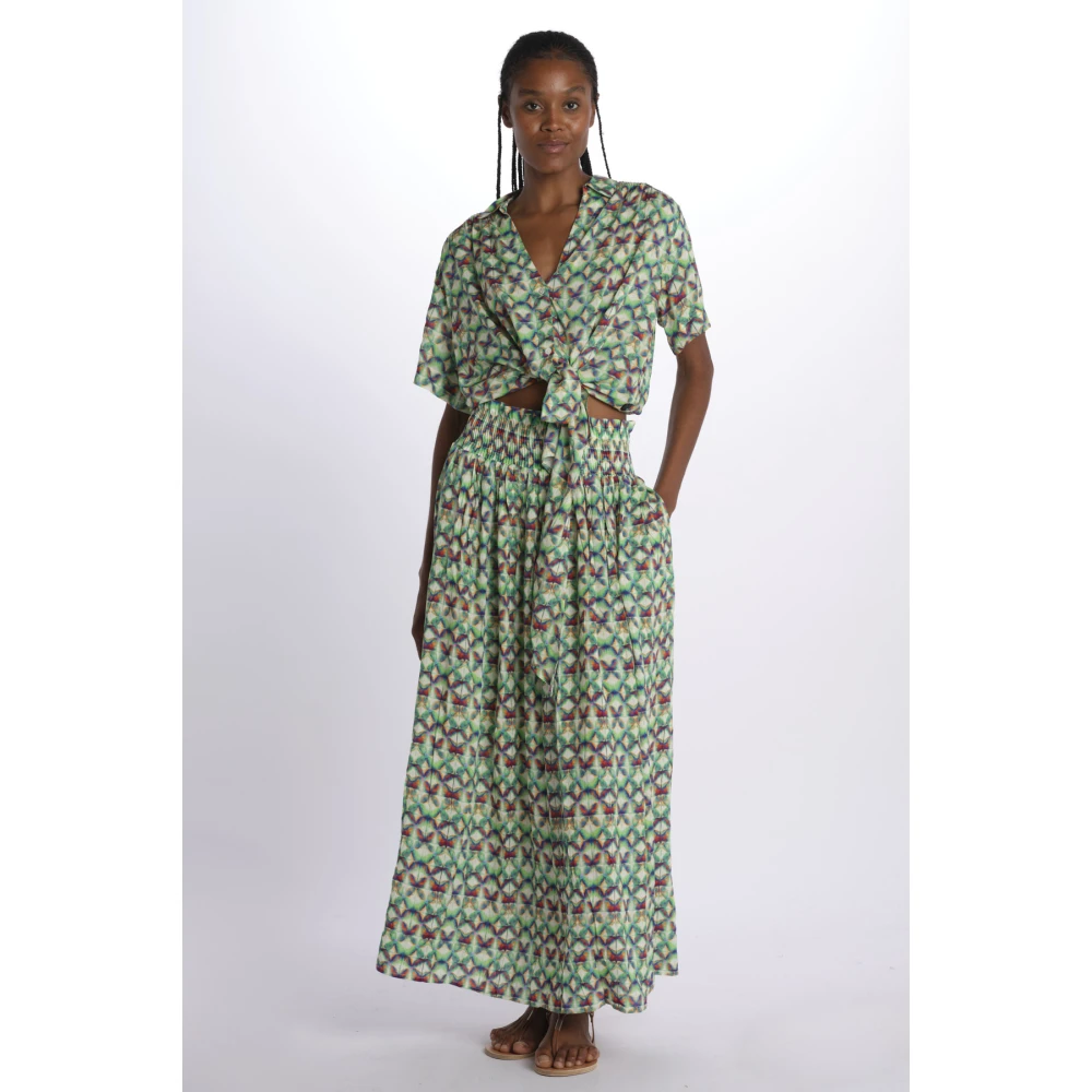 Bellerose Groene Bedrukte Rok Multicolor Dames