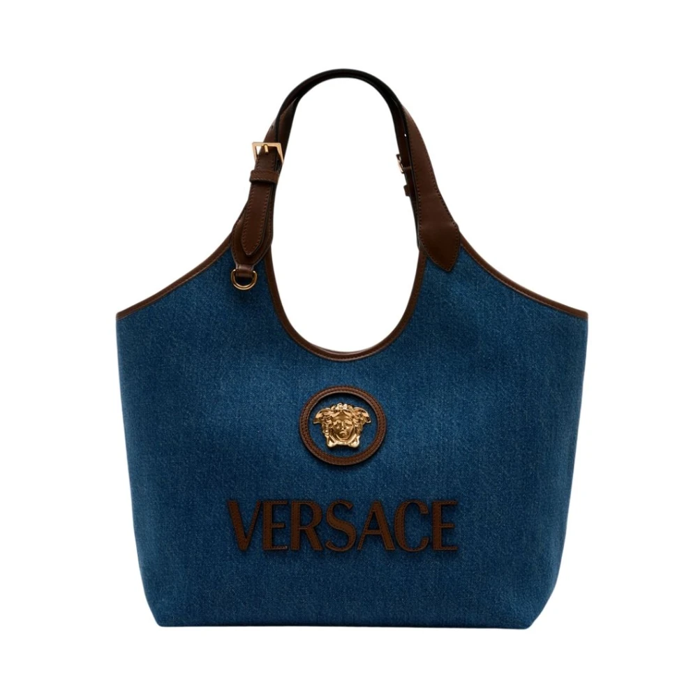 Versace Women's Blue La Medusa Denim Tote