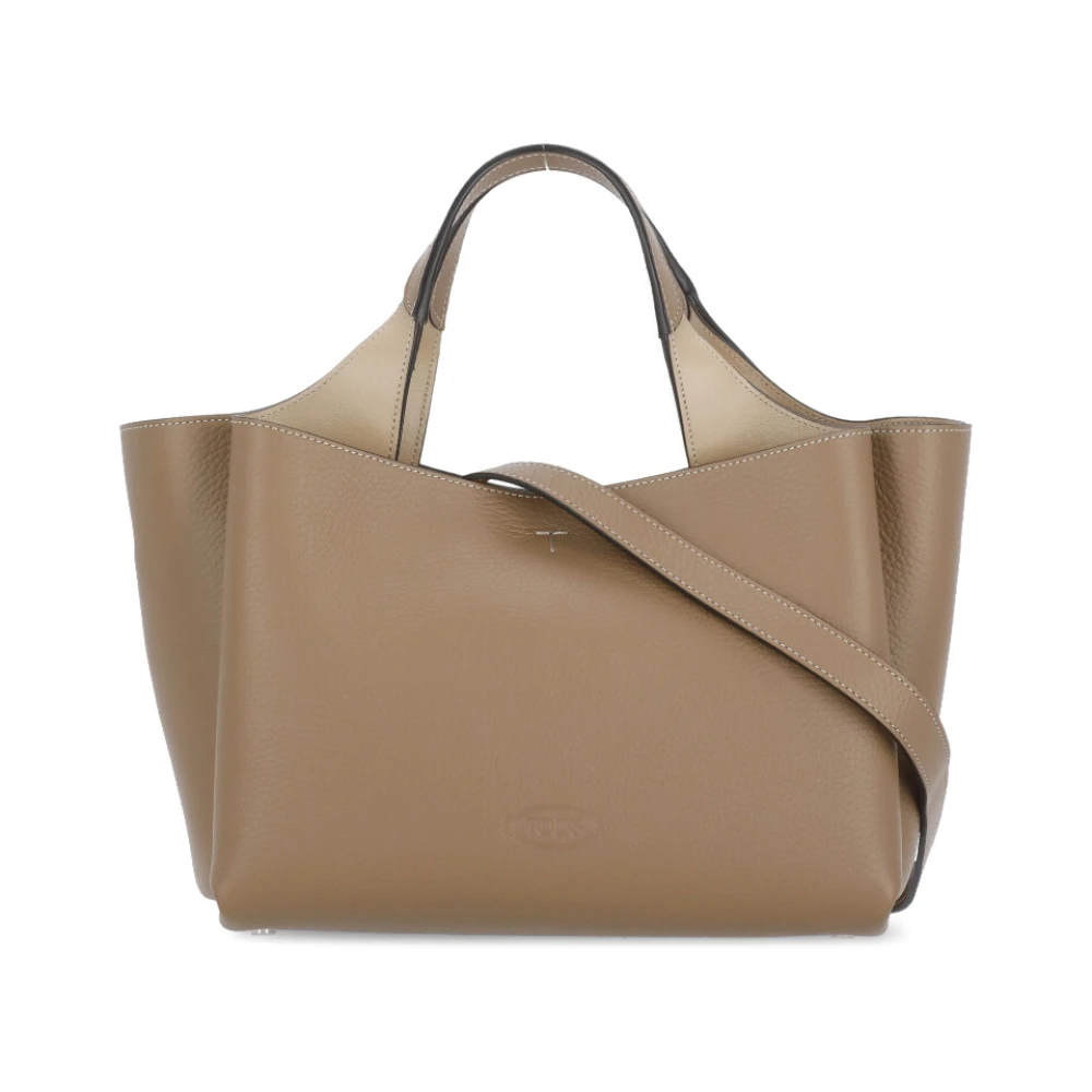 TOD'S Bruine leren schoudertas met meerdere compartimenten Brown Dames
