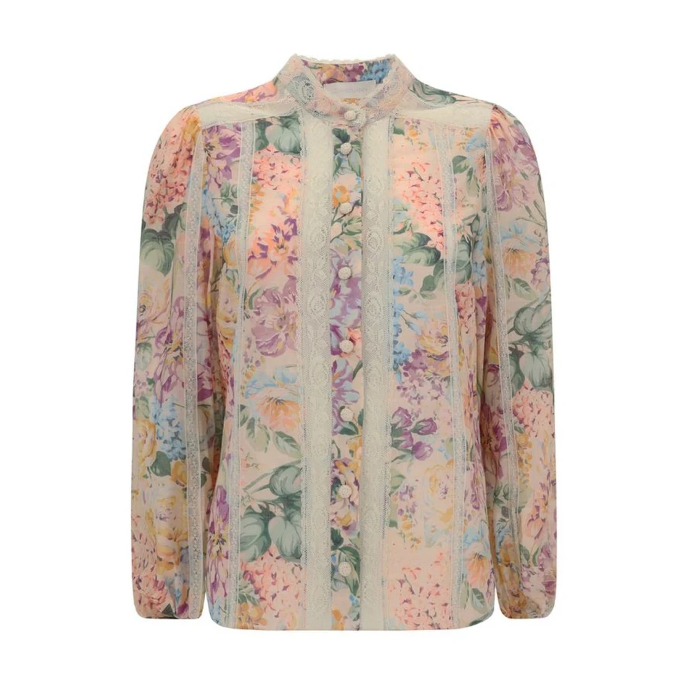 Zimmermann Katoenen overhemd met bloemenprint en kant Multicolor Dames