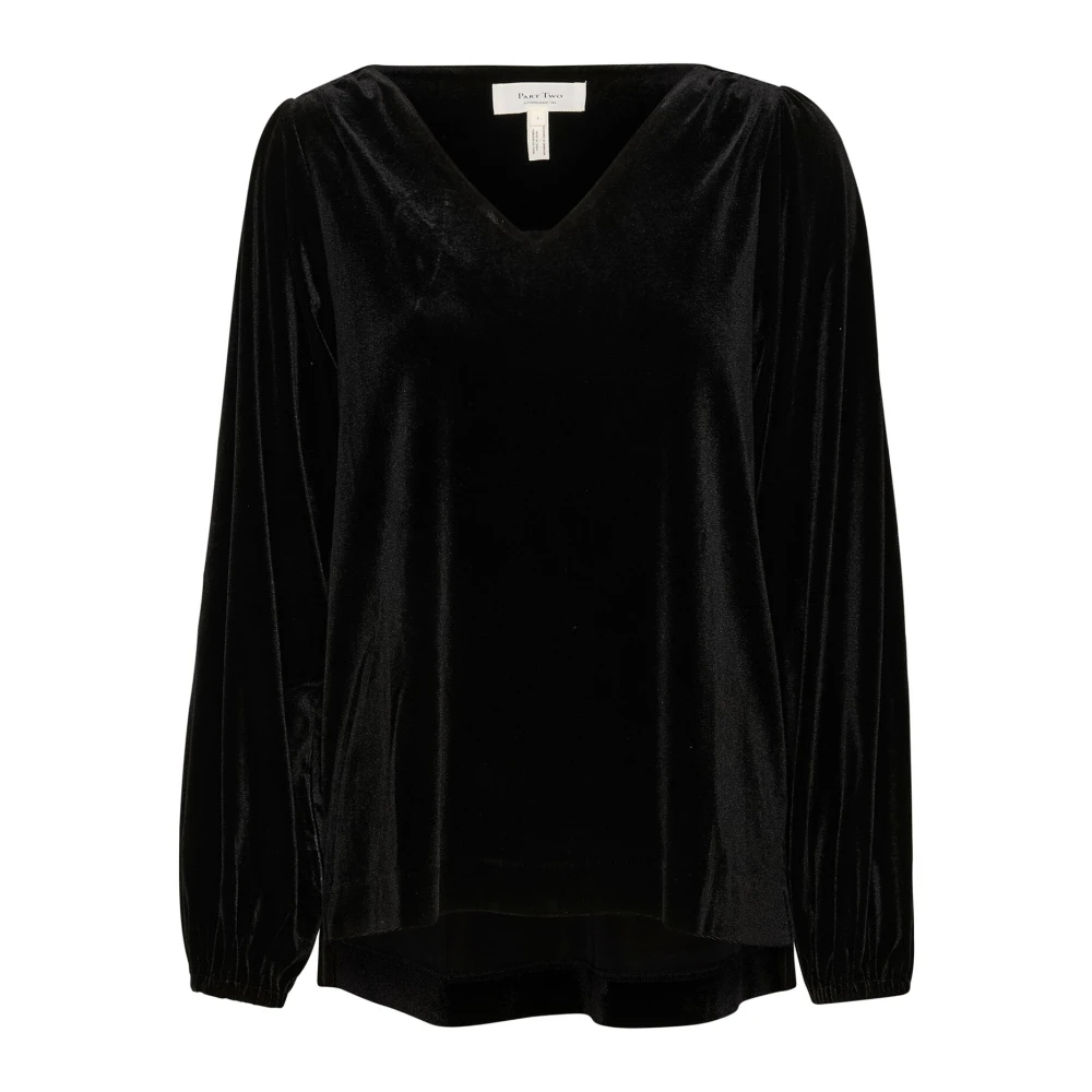 Part Two Women's Black Blouses, Xl, V-Neck Blouse Madispw Style