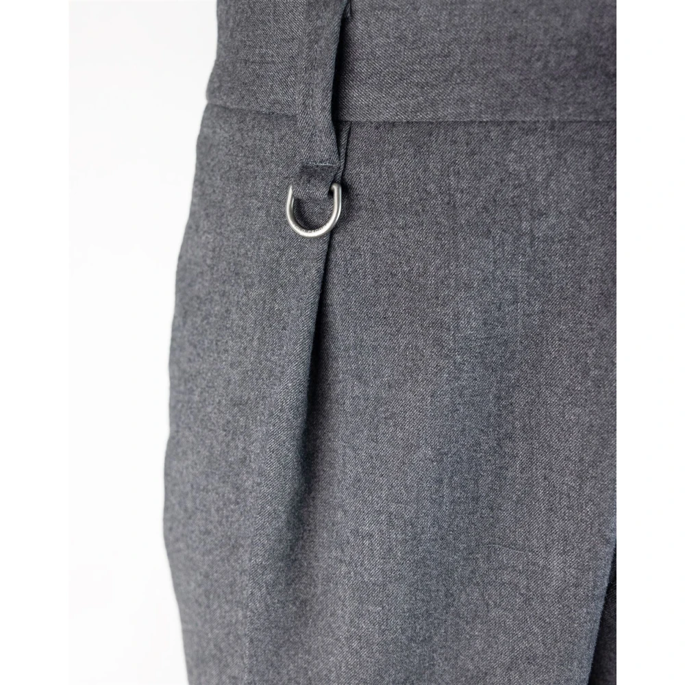 Paolo Pecora Grijze Regular Fit Broek met Riemlussen Gray Heren