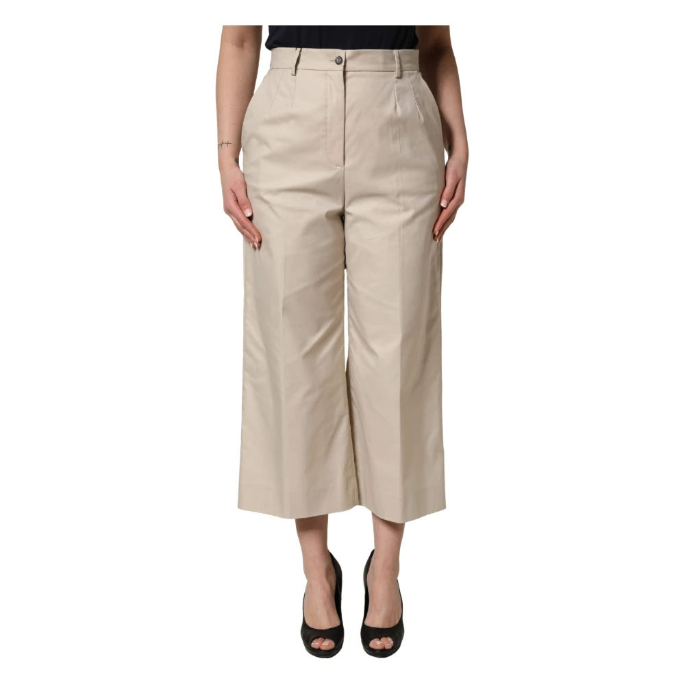 Dolce & Gabbana Women's Beige Cropped Trousers, M, Mid Waist Cropped Trouser Trousers