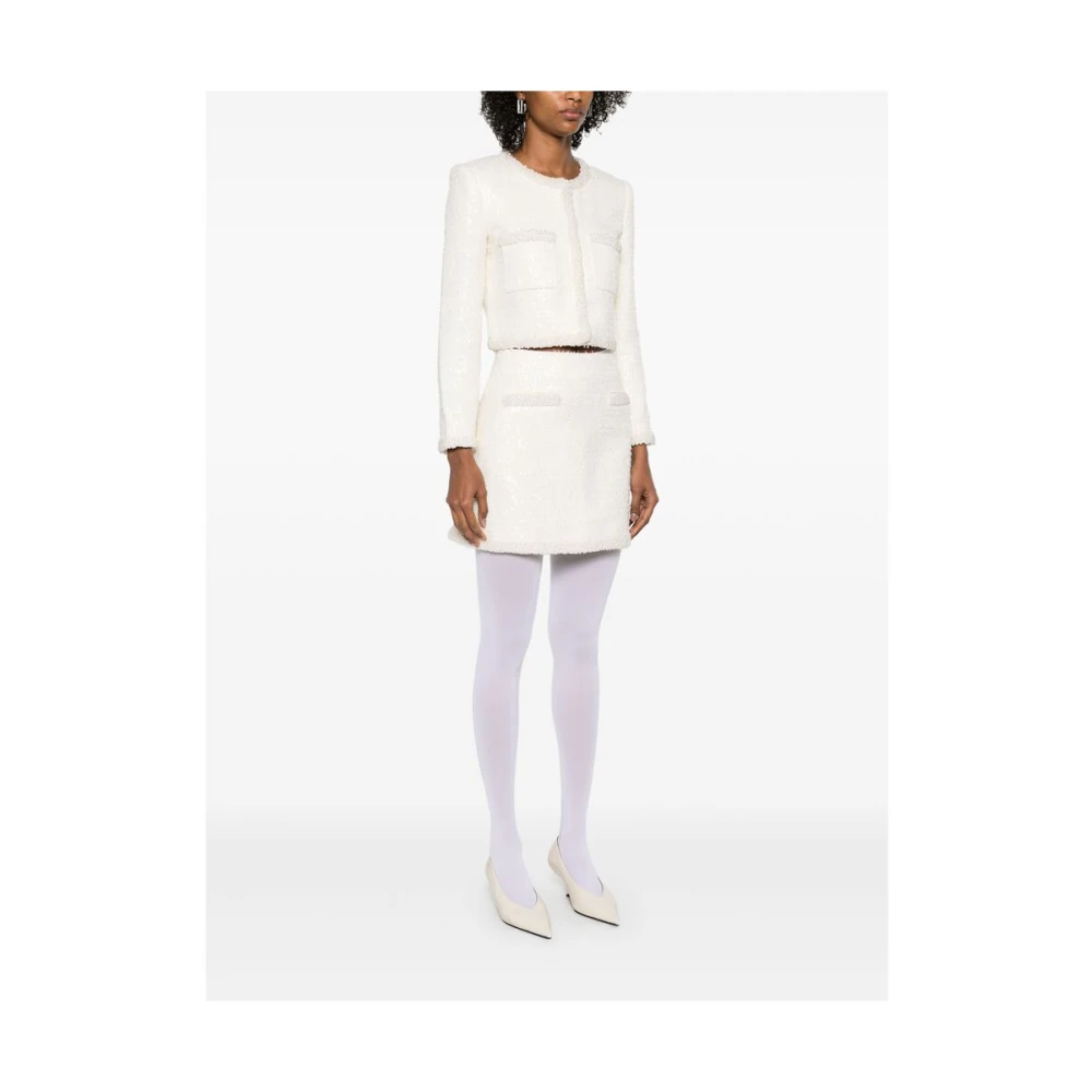 Self Portrait Pailletversierde Witte Rok White Dames