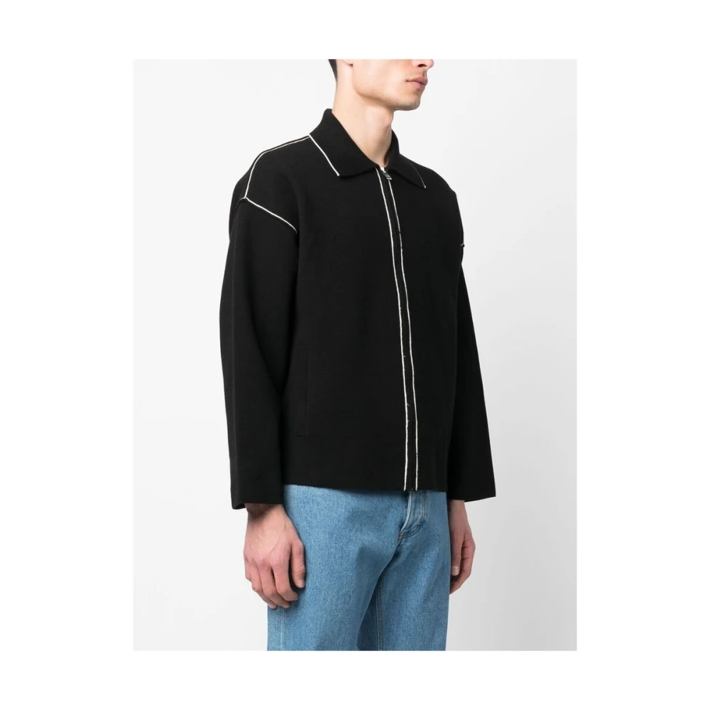 Sunnei Zwart zip-up sweatshirt met decoratieve stiksels Black Heren