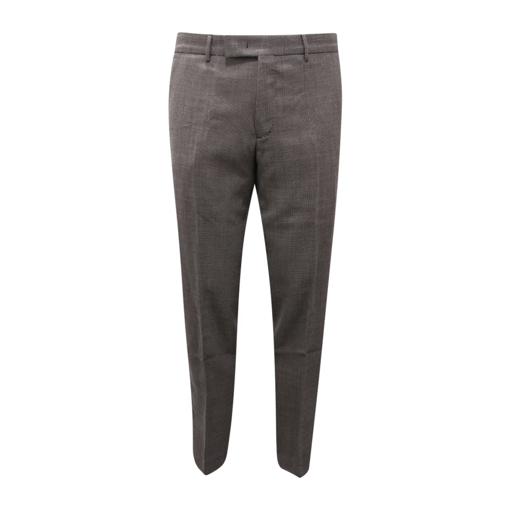 Pt01 Men's Gray Wool Trouser With Micro Pattern - Chinos - Xl - Trousers