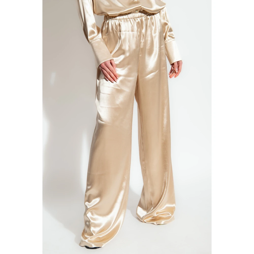 Salvatore Ferragamo Satijnen broek Yellow Dames