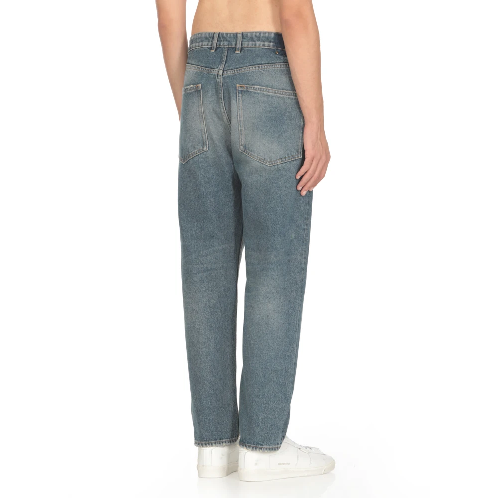 Golden Goose Blauwe katoenen jeans met iconische sterren Blue Heren