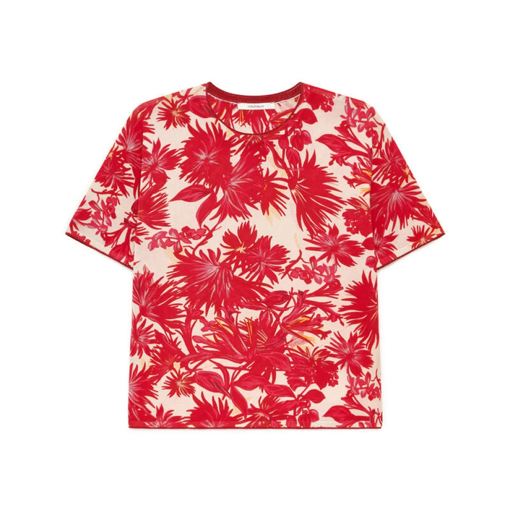 Maliparmi Women's Red T-Shirts, S, Cotton Printed T-Shirt