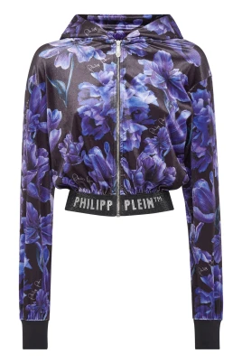 Cropped Hoodie Sweatjacket Flowers