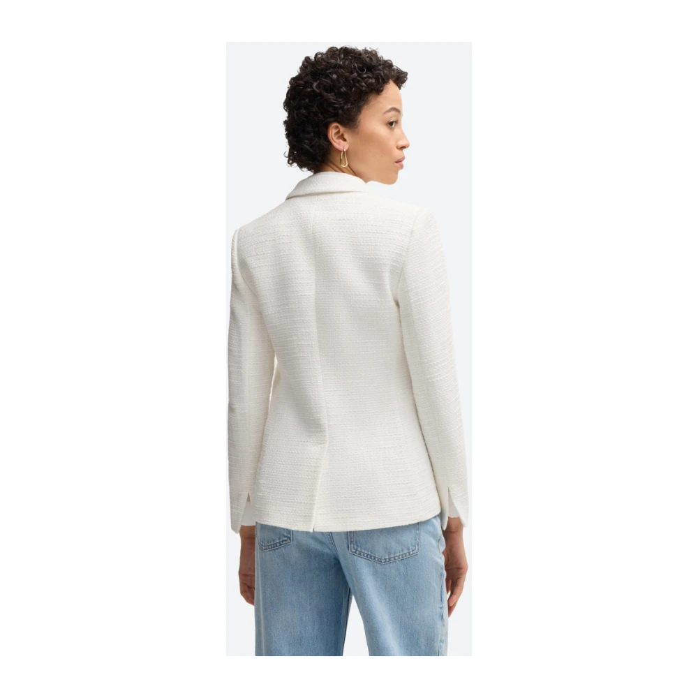 Hugo Boss Tweed Katoenen Blazer Klassieke Pasvorm White Dames