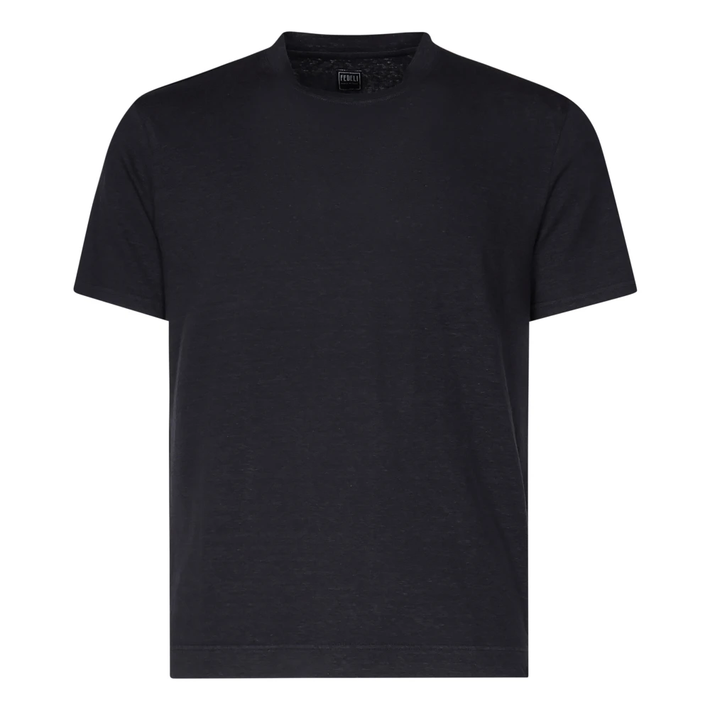 Fedeli Zwart Linnen T-shirt en Polo Black Heren