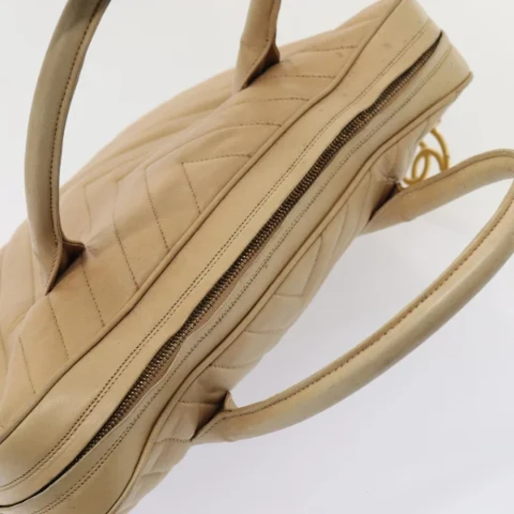 Chanel Vintage Pre-owned Leather handbags Beige Dames