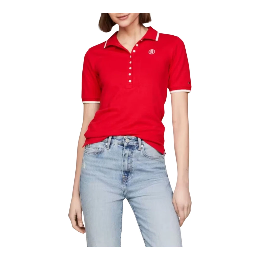 Tommy Hilfiger Dames Slim Tipping Lyocell Polo Red Dames