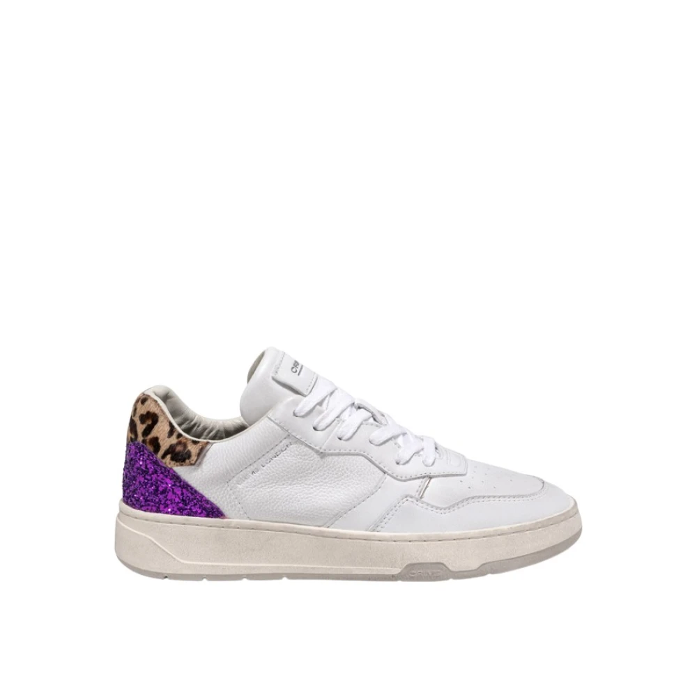 Crime London Witte Sneakers met Animalier Hak Dames Schoenen