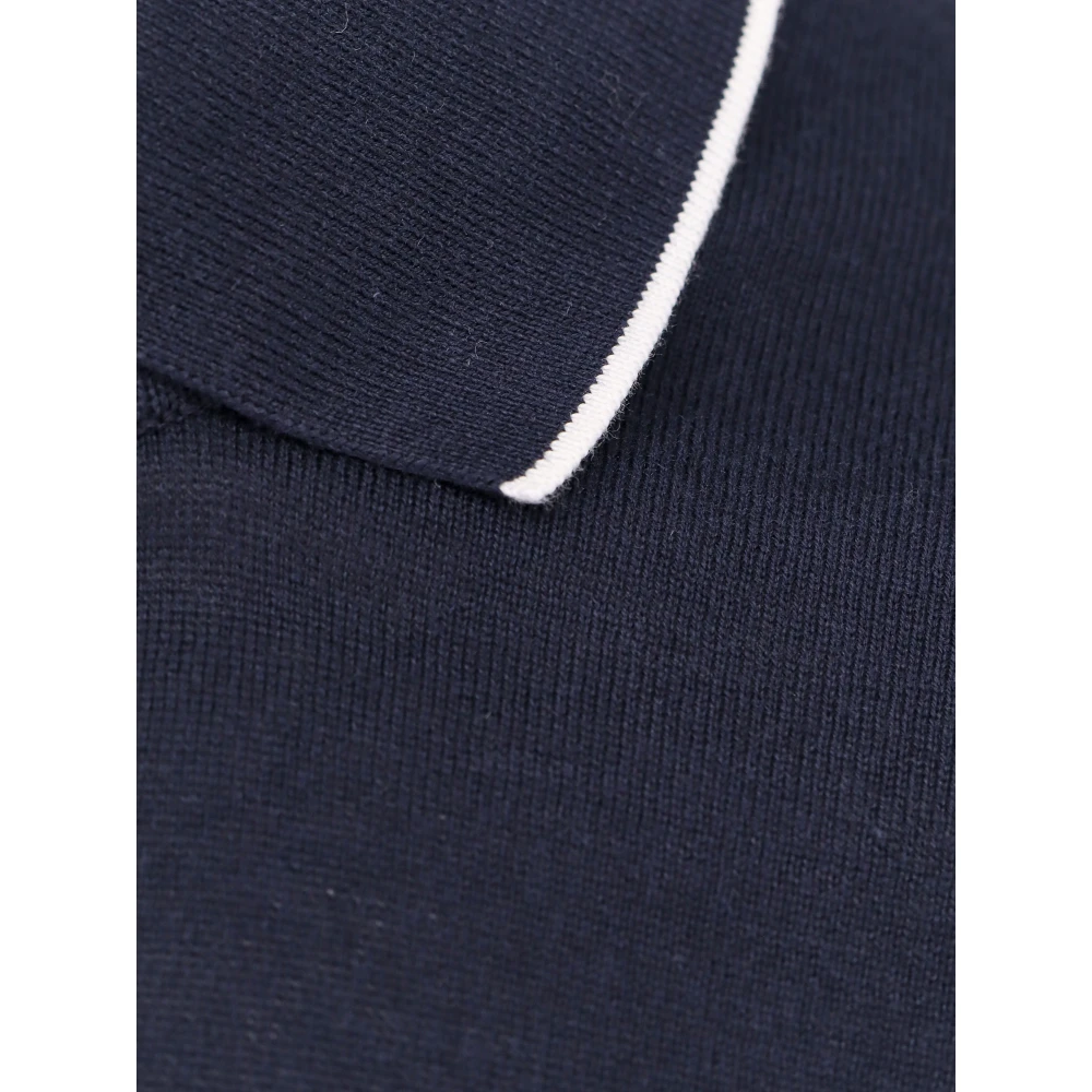 BRUNELLO CUCINELLI Polo shirt met contrasterend profiel Blue Heren