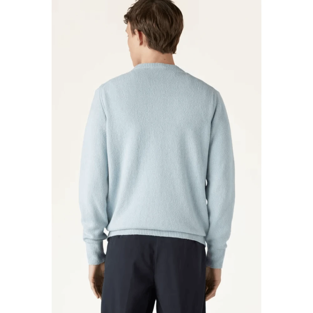 Loro Piana Zijden Crewneck Trui Zachte Esthetiek Blue Heren