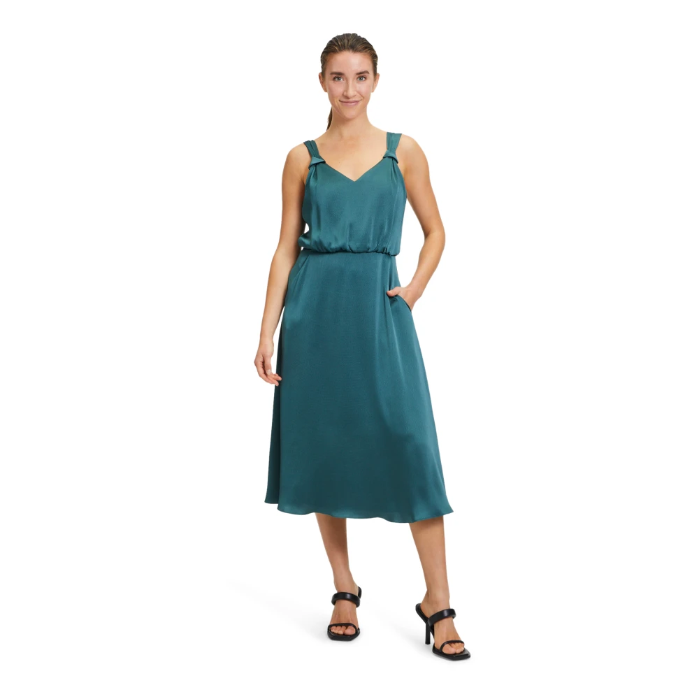 Vera Mont Bloemenprint Cocktailjurk met Brede Bandjes Green Dames