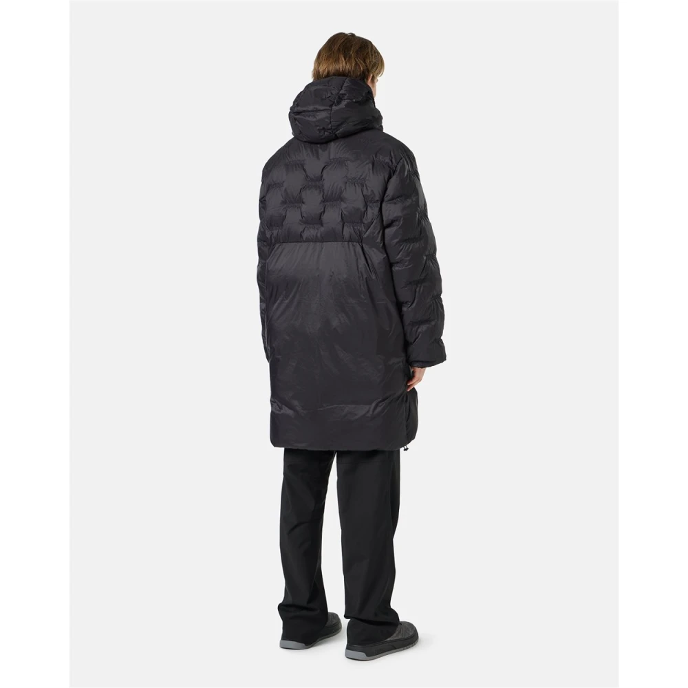 Iceberg Nylon lang donsjack met allover borduursel en centrale rits Black Heren