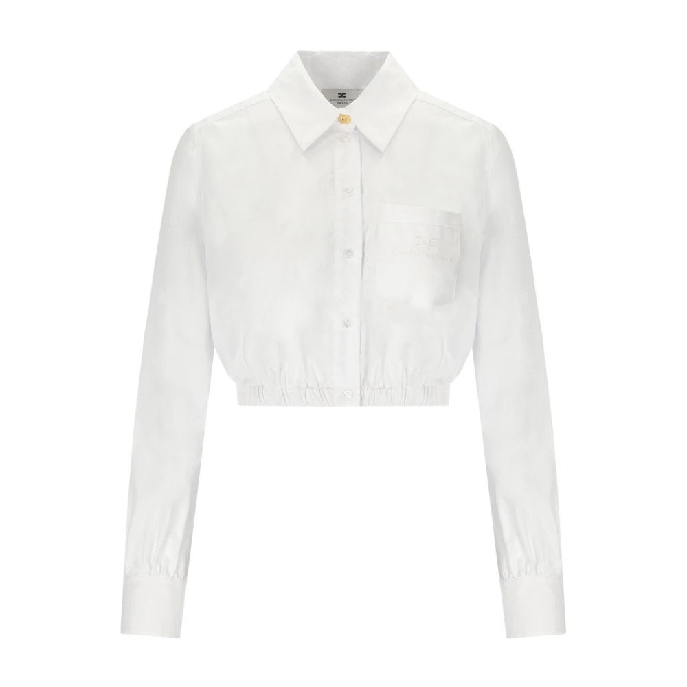 Elisabetta Franchi White Shirts, Female, Xl, Cotton Poplin Cropped Shirt
