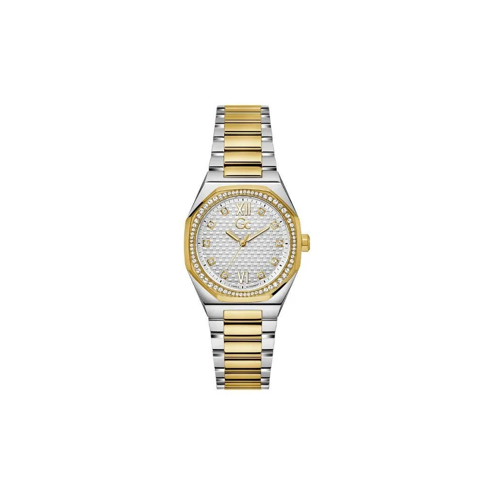 Guess Women's Yellow Watches, One Size, Bracelet Watch Cushion Sleek Mid Size Metal Silver Gold