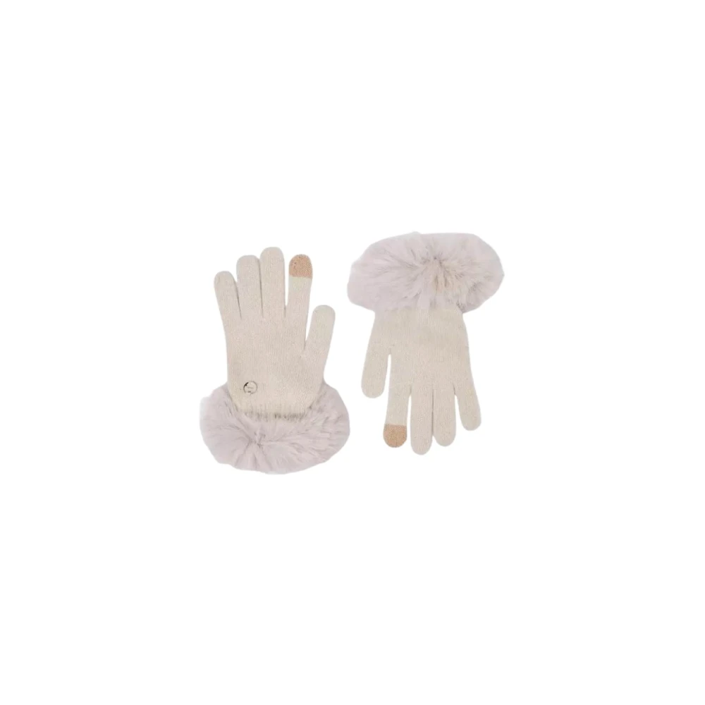 Liu Jo Faux Fur Gebreide Handschoenen Beige Dames