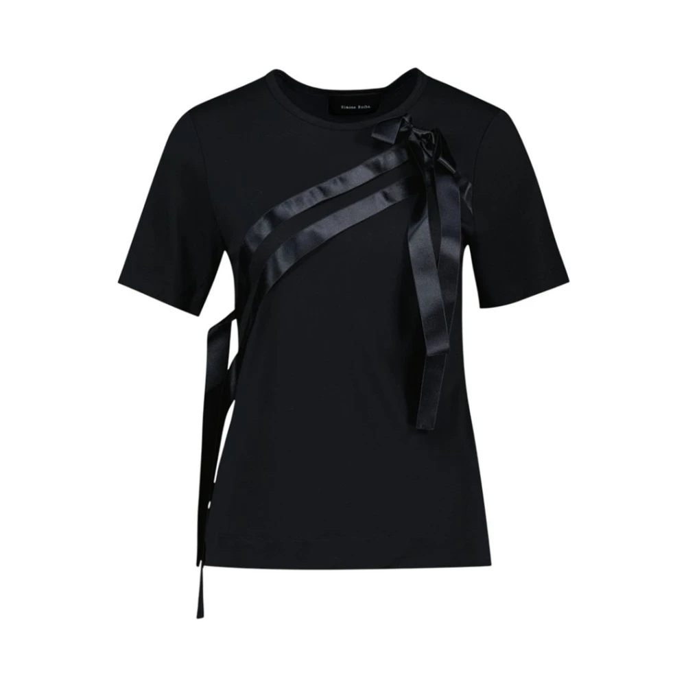 Simone Rocha , T-Shirts, Female, Black, S, Bow Sash Easy T-Shirt