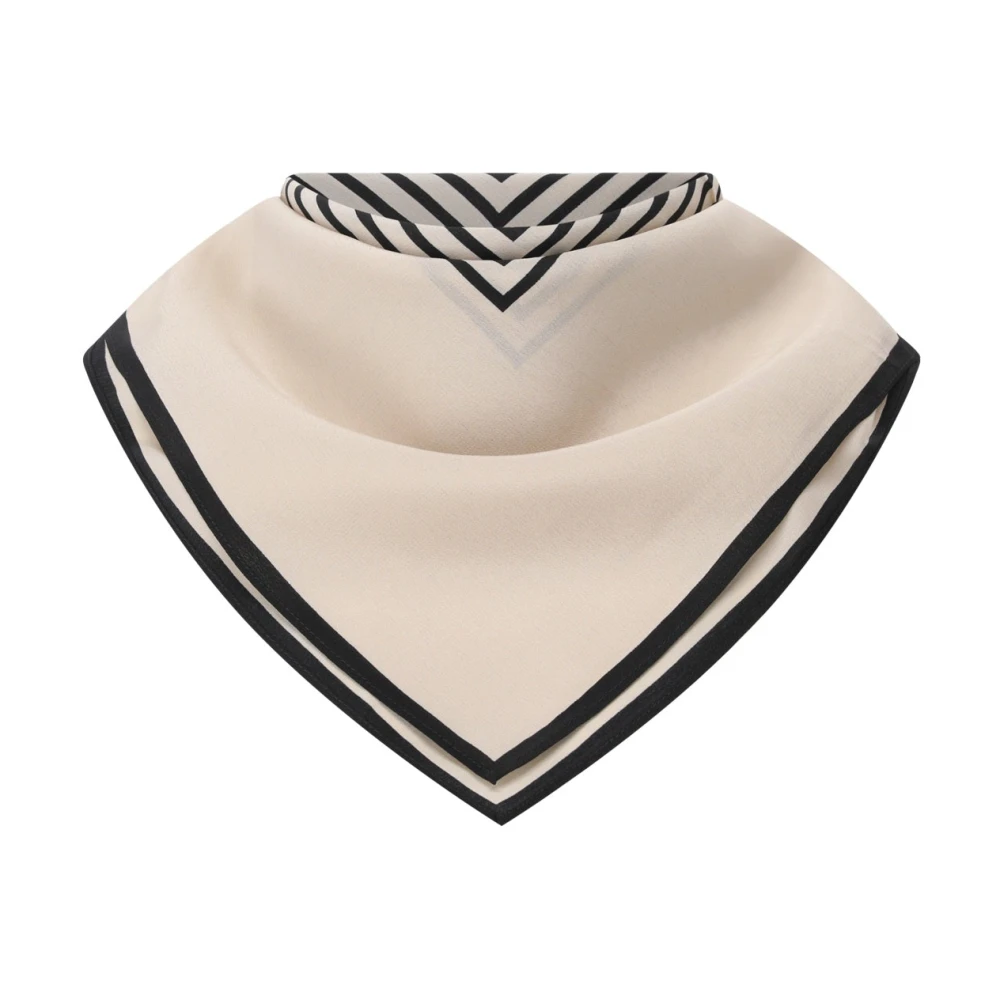 Totême Beige Silk Square Scarf With Monogram - Female - Silk Scarves - One Size - Accessories