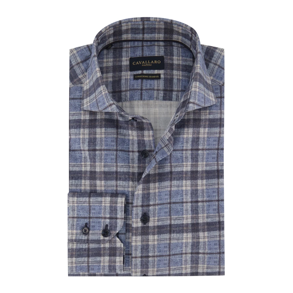 Cavallaro business overhemd slim fit Edilio blauw geruit katoen