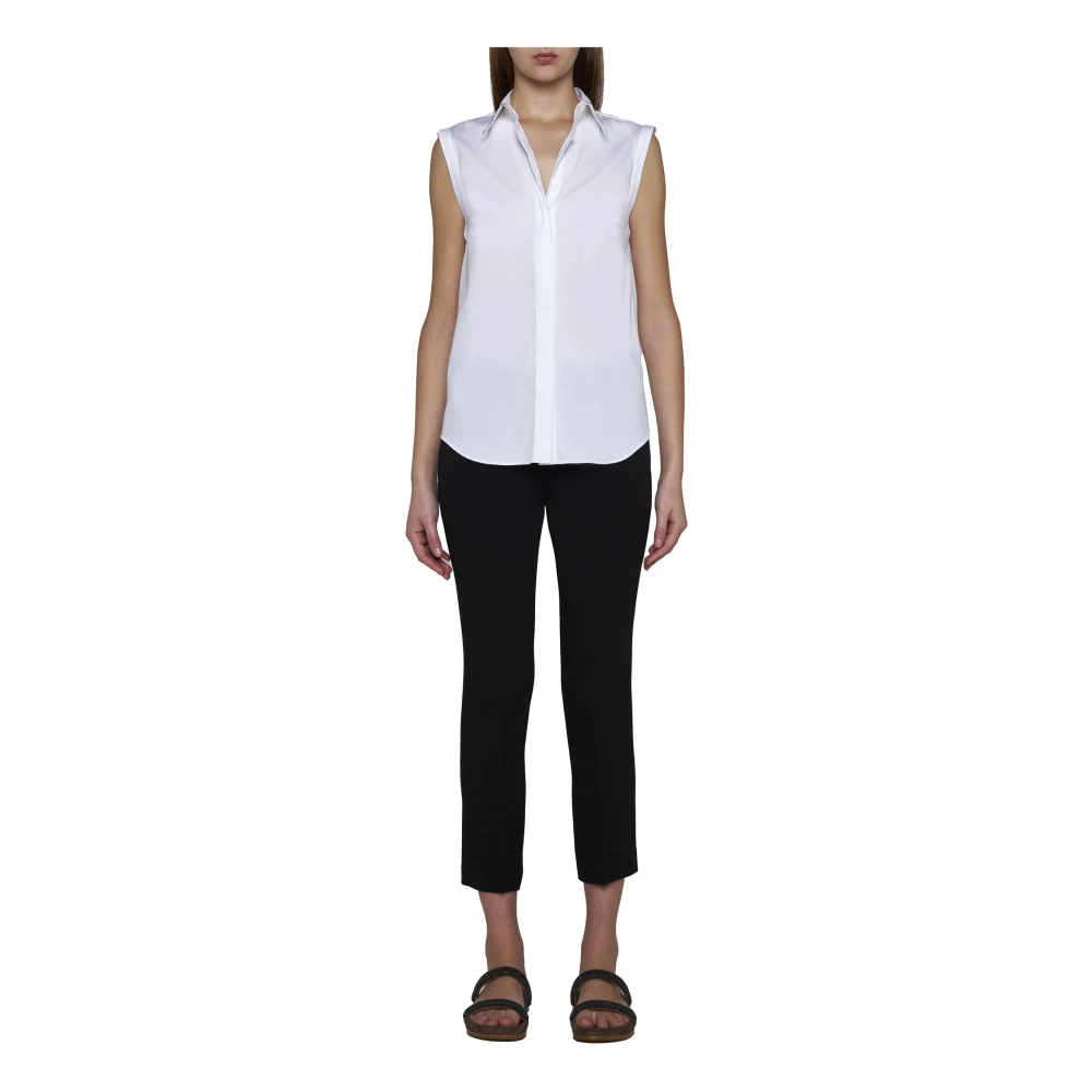 BRUNELLO CUCINELLI Witte Kralen Trim Mouwloze Shirt White Dames