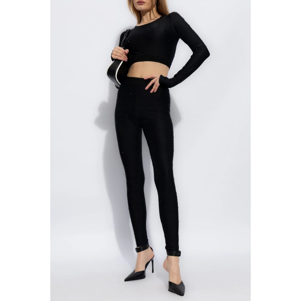 Versace Jeans Couture Leggings met strass-steentjes Black Dames