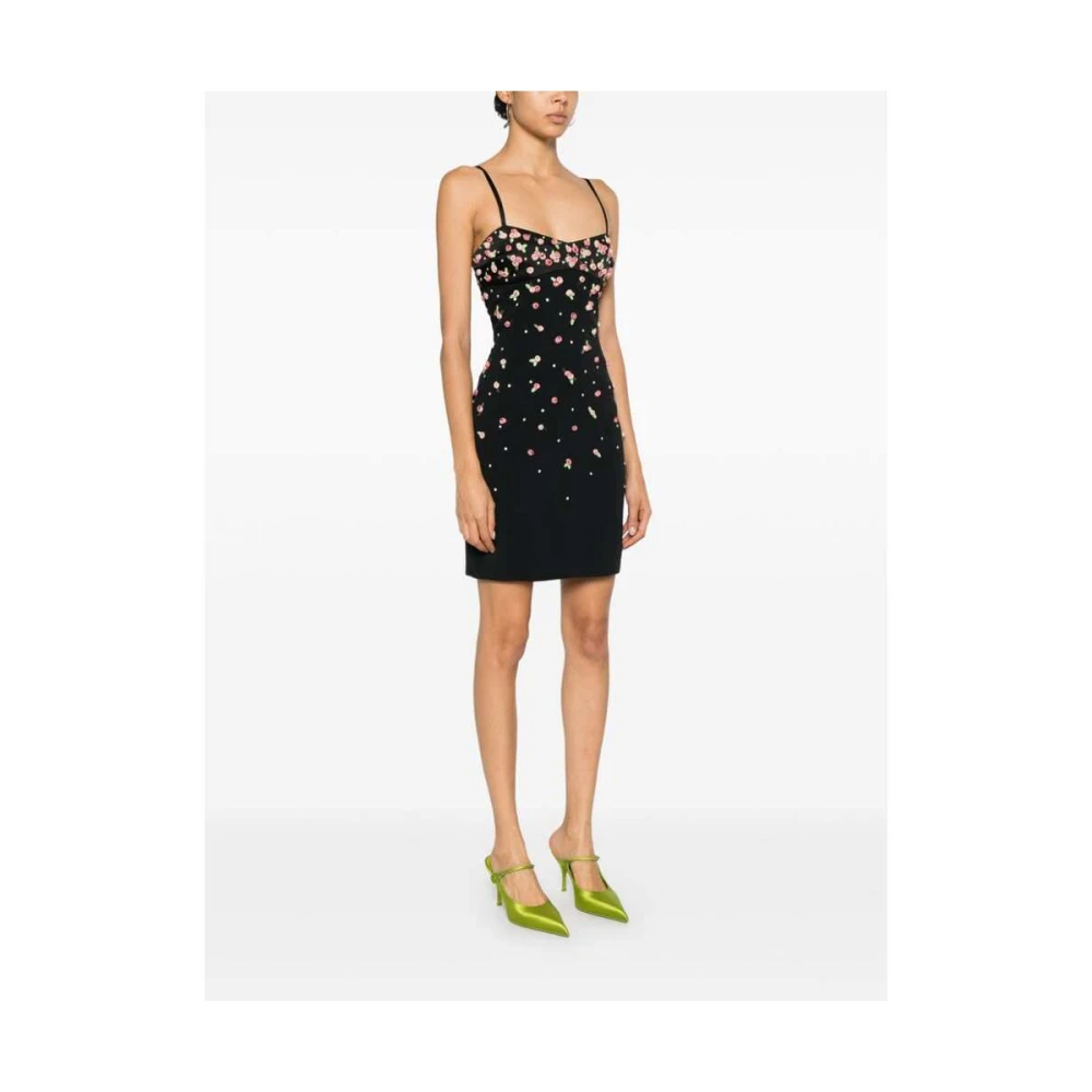 Blumarine Zwarte Jurk met Bloemenapplicatie Black Dames