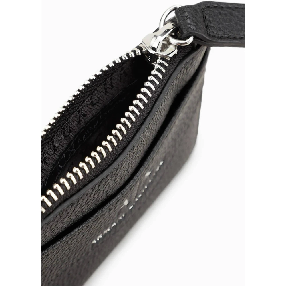 Armani Exchange Platte kaarthouder met rits voor dames en heren Black Heren