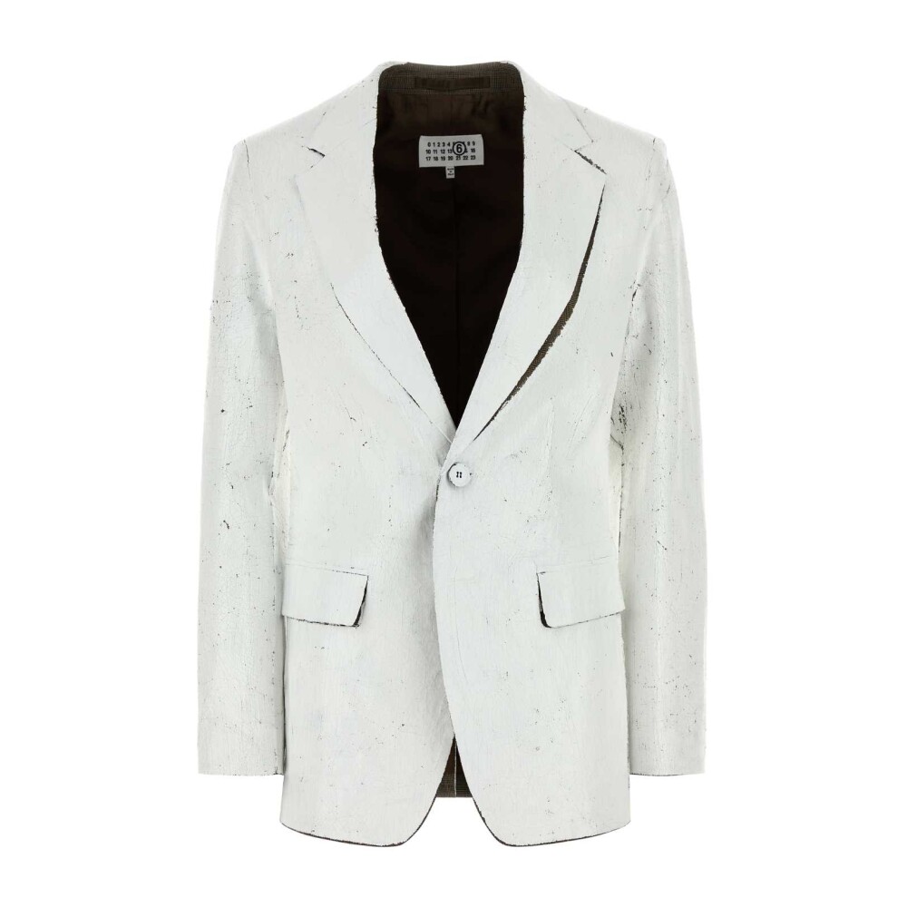 ジャケット Mm6 Maison Margiela White Stretch Polyester Blend Blazer $1575 MM6 Maison Margiela Off-White Oversized Blazer Jacket