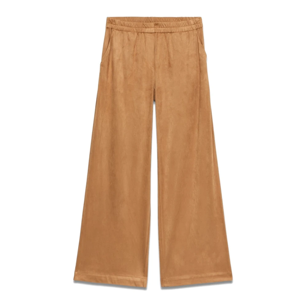Oltre Palazzo broek met suède-effect Beige Dames