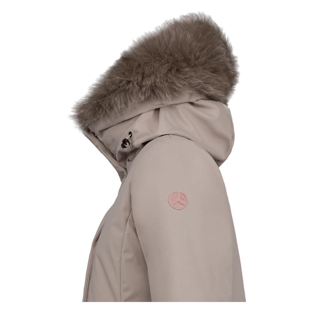 People of Shibuya Technische parka met afneembare bont capuchon Beige Dames