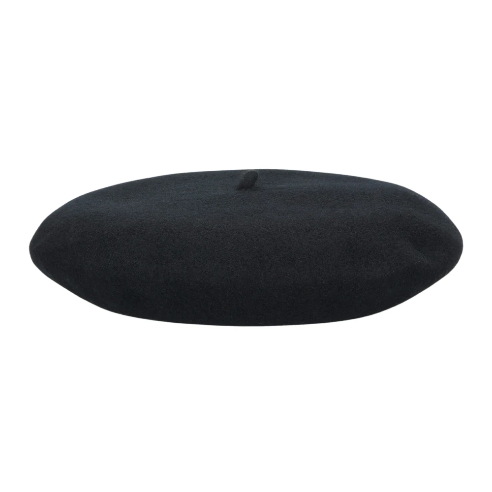 Borsalino Wollen Baret met Gouden Logo Black Unisex