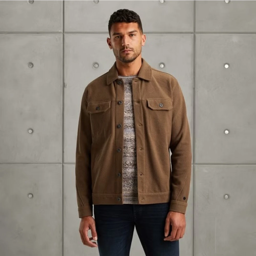 Cast Iron Deluxe Twill Jersey Knoopjas Brown Heren